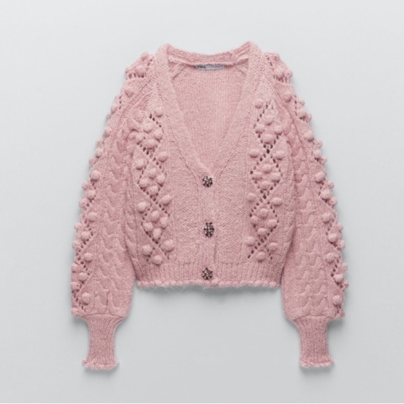 Zara KNIT CARDIGAN WITH GEM BUTTON - Picture 5 of 15